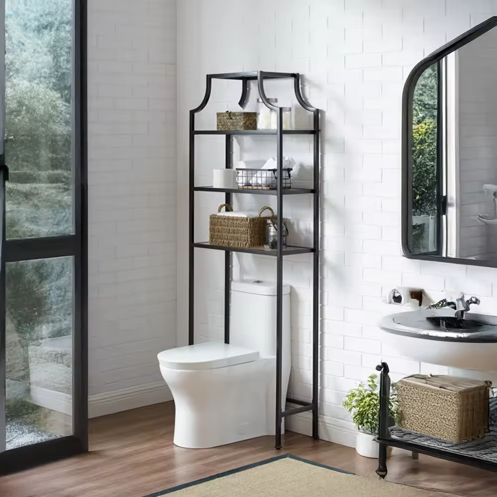 OEM&ODM Single Tier Floating Wall Shelf Towel Bar Ladder Bracket Metal Accent Shelf for Kitchen Living Room for Spices Storage