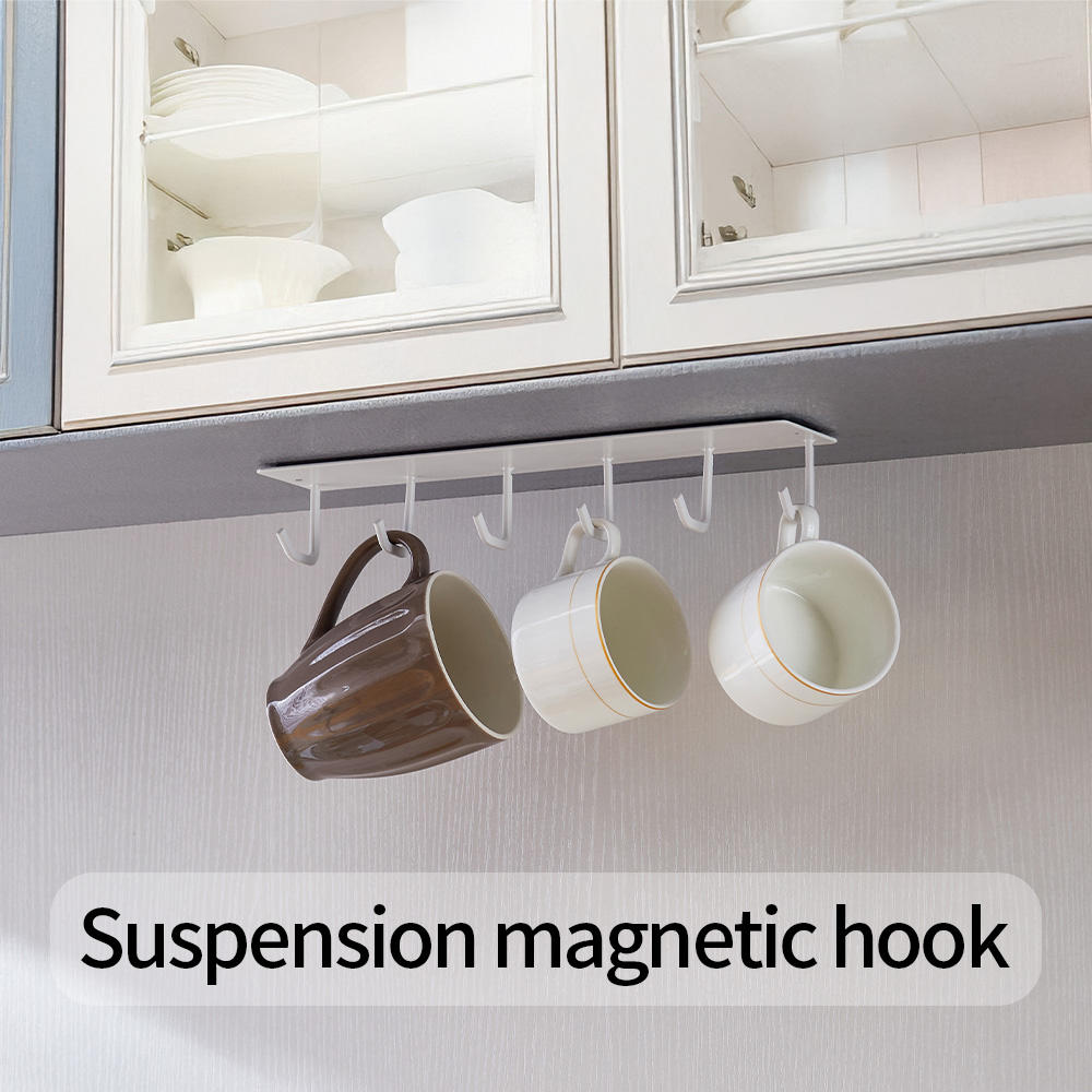 Custom Wall Mounted Fridge Shelves with 2 Spiral Holder and 6 Hooks for Kitchen and Stove Magnetic Refrigerator Spice Rack