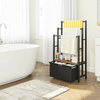 3-Layer Freestanding Indoor/Outdoor Metal Towel Rack with 2 Detachable Storage Baskets and 6 Hooks Also Features Blanket Rack