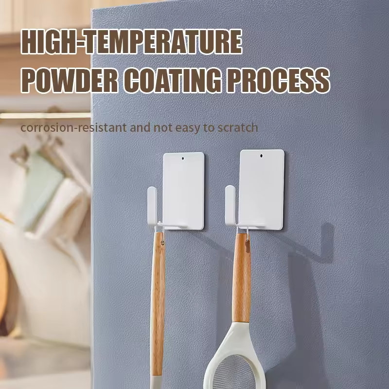 Custom Wall Mounted Fridge Shelves with 2 Spiral Holder and 1 Hooks for Kitchen and Stove Magnetic Refrigerator Spice Rack