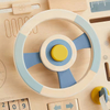 Wooden Modern Rectangle Driving Steering Wheel Toy Kids Busy Board Durable Early Educational Driver Pretend Play Set