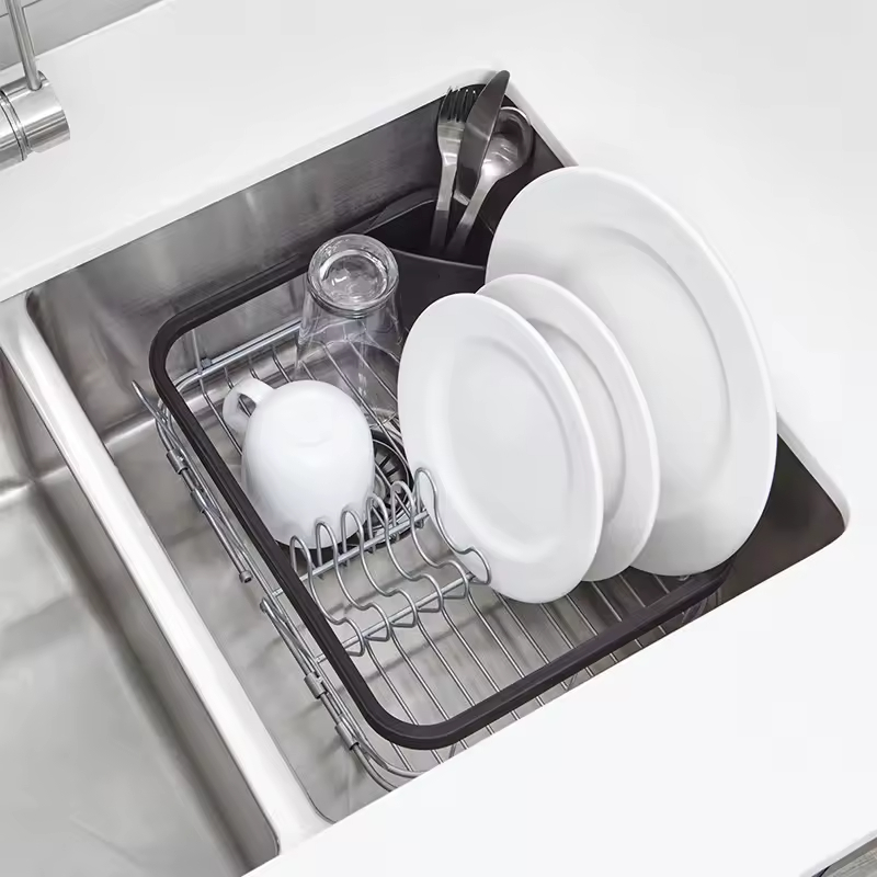 Factory Custom Stainless Steel Kitchen Shelving Spice Storage Dish Rack Over Sink Dish Drying Non-Folding Rack