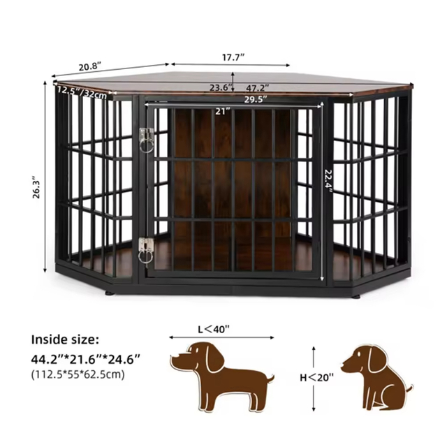 ODM&OEM Dog Crate Furniture Corner Heavy Duty Dog Kennel Metal Wood End Table Vintage Decorative Pet Crates Movable Sustainable