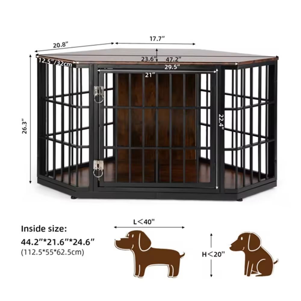 ODM&OEM Dog Crate Furniture Corner Heavy Duty Dog Kennel Metal Wood End Table Vintage Decorative Pet Crates Movable Sustainable