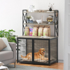 Modern Factory Custom Dog Cage Storage Shelves Furniture-Style Dog Crate Three Doors Detachable Divider Net Metal+Wood Portable
