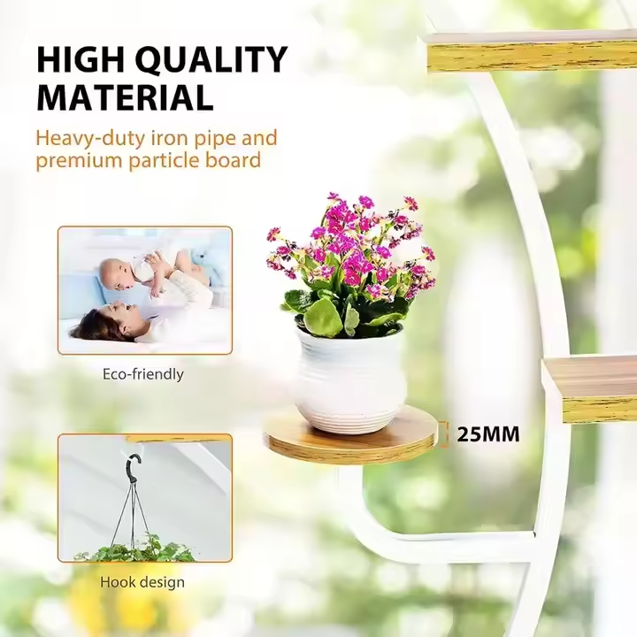 Custom Large Metal and Wooden Indoor Plant Stand Creative DIY Flower Display Rack for Multiple Plants and Pots Pack Type