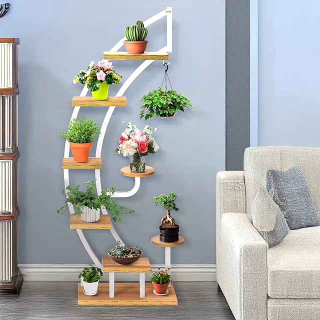 Custom Indoor Plant Stand Multiple Plants Large Metal Wooden Plant Shelf Creative Diy Flower Stand Flower Pots Display Rack