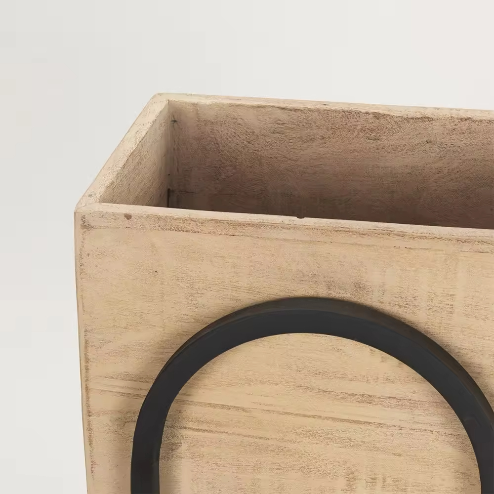 Factory Customizable Wood Steel Plant Stand Antique Black Finish Wall Mounted Multifunctional Storage Flower Pot Rack for