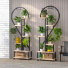 Single Tiered Metal Wood Wall Mounted Multifunctional Plant Stand Grow Lights Rectangle Shape Plant Rack Bookcases Bookshelves