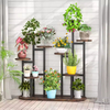 Customized Black Modern Multi-Tier Metal Wood Plant Stand Powder Coated Finish Durable Indoor/Outdoor Multi-Purpose