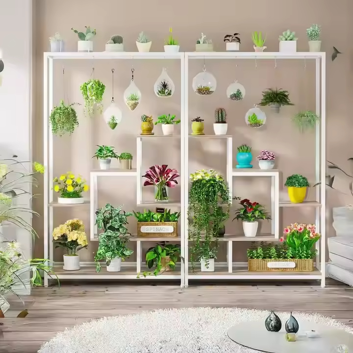 Customized 5-Tier White Metal Eco-Friendly Folding Indoor Plant Stand Modern Style Multi-Purpose Flower Bonsai Pots Display Rack