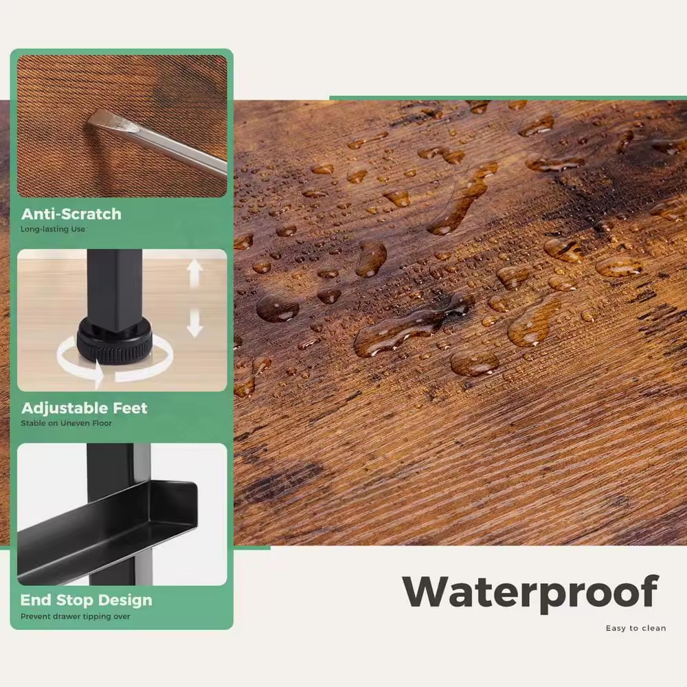 Modern 7-Drawer Acacia Wood Console Table Sturdy Storage Cabinet Organizer Bedroom Hallway Living Room Hotel Home Villa Workshop