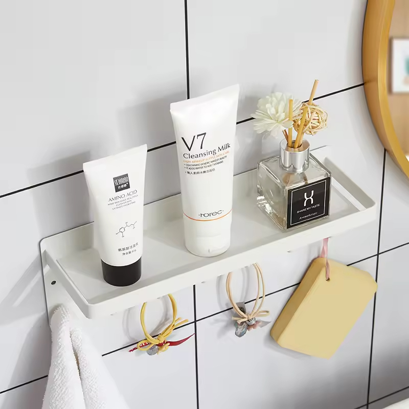 Manufacturer Wholesale Magnetic Seven Hooks Key Hanger With Tray Wall-mounted Hook Shelf Non-punch Storage Rack With Hooks