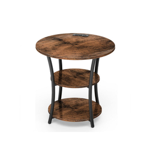 Factory Custom Contemporary 3-Tier Coffee Table 2 USB Ports 2 Power Outlets 3-Tier Storage Shelves for Bedroom Hotel Living Room