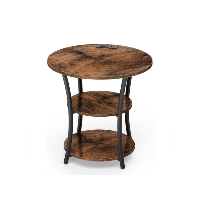 Factory Custom Contemporary 3-Tier Coffee Table 2 USB Ports 2 Power Outlets 3-Tier Storage Shelves for Bedroom Hotel Living Room