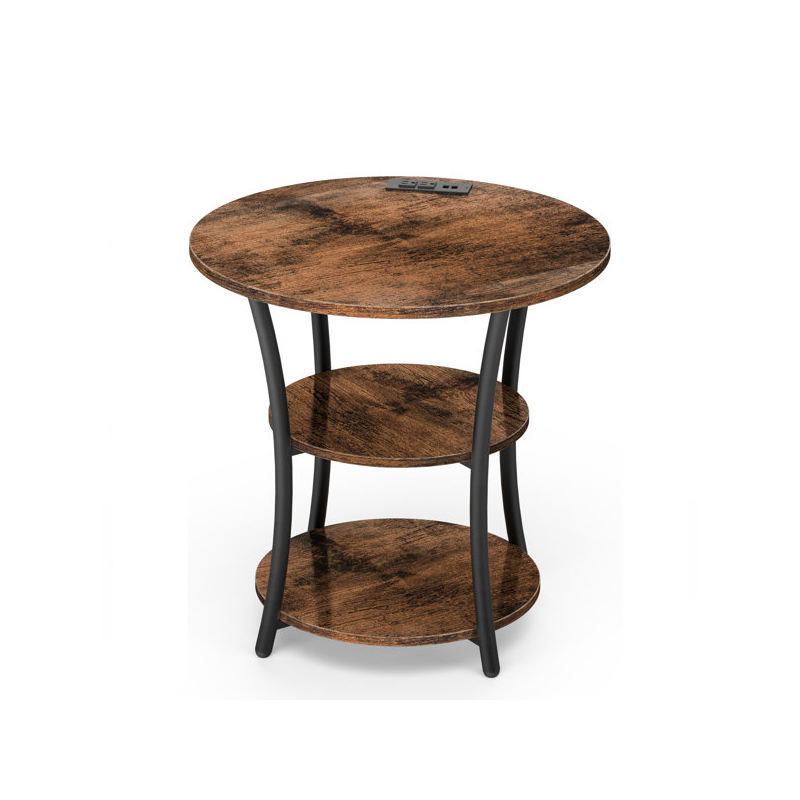 Factory Custom Contemporary 3-Tier Coffee Table 2 USB Ports 2 Power Outlets 3-Tier Storage Shelves for Bedroom Hotel Living Room