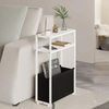 OEM&ODM Narrow End Table with Storage Basket for Compact Living Rooms Space-Saving Narrow Side Table with Fabric Basket