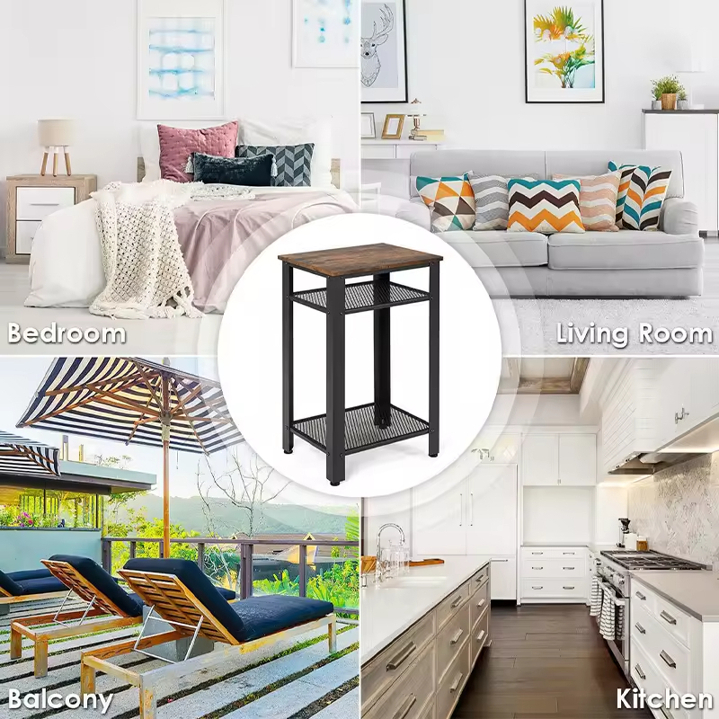 ODM OEM 3-Layer Nightstand Living Room Furniture for Apartment Use for Bedroom Office Dining Featuring Mesh Shelves End Table