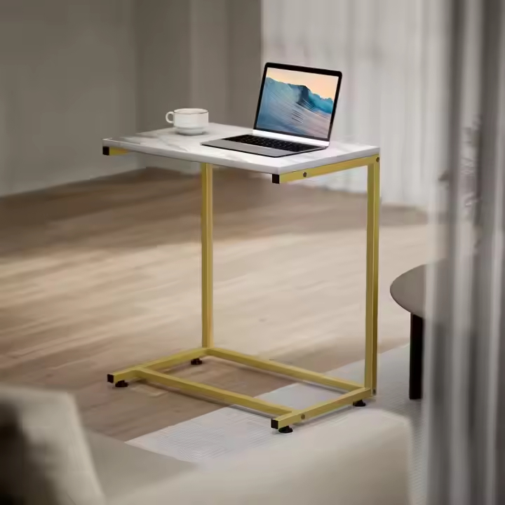 Lightweight Foldable Carbon Steel End Table for Hotel Dining Dorm Rooms Studio Apartments Compact Wooden Living Room Bedroom