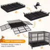 48'' XXL Indestructible Foldable Dog Crate 2 Lockable Doors Removable Metal Trays Wheels Extra Home Storage Organization