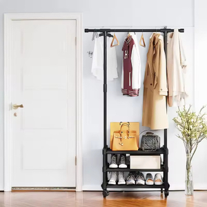 Industrial Metal Garment Rack W/Rolling Wheels Heavy-Duty Space-Saving for Bedroom Laundry Entryway Closet Home Storage