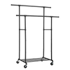 Custom Heavy-Duty Double Rod Metal Clothing Hanger Organizer Wheeled Closet Bedroom Garment Rack Detachable Living Room Use