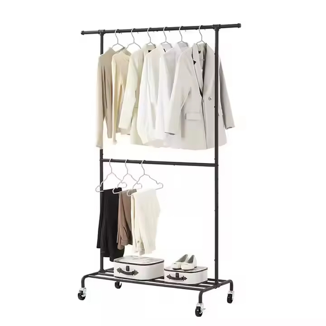 Modern Custom Huina Carbon Steel Three-Layer Multifunction Standing Type Wardrobe Clothing Organizer with Metal Hanger
