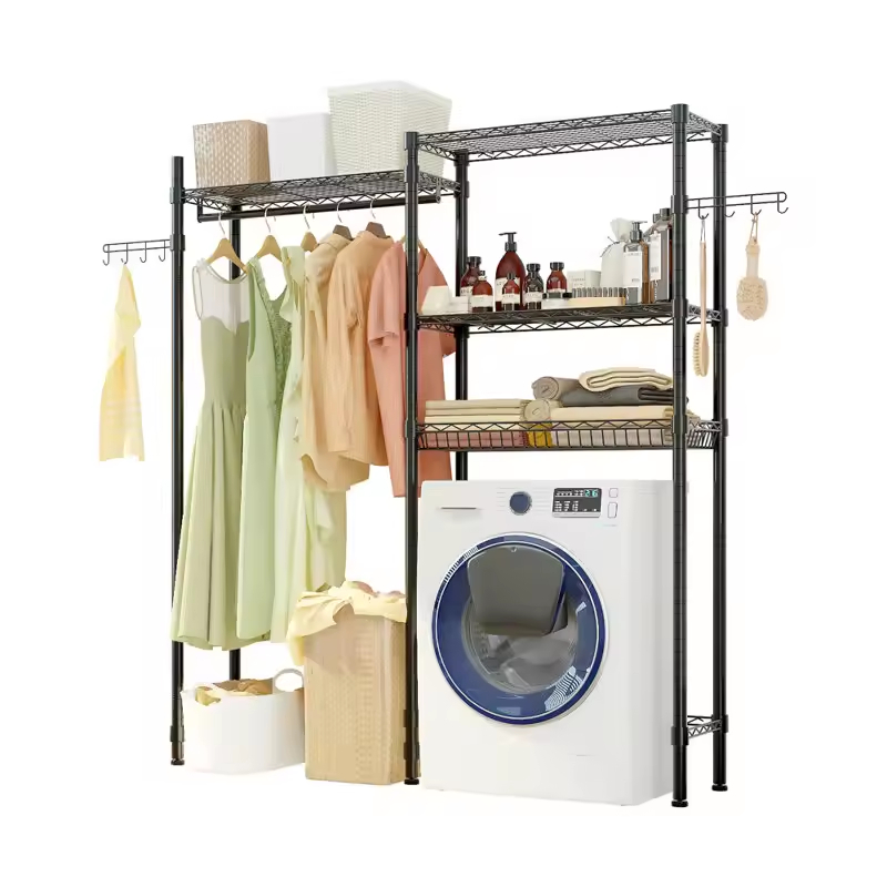 Factory Custom Heavy Duty 3-Tier Steel Rack Powder Coated Bathroom Garment and Washing Machine Storage Shelves for Living Room