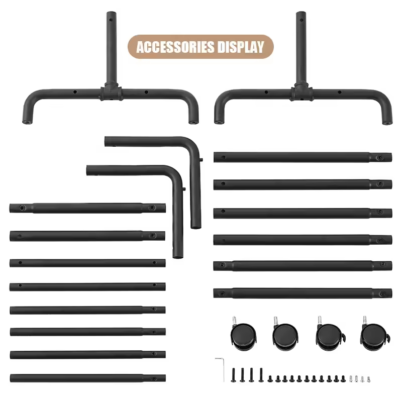 Custom Adjustable Carbon Steel Clothes Hanger Rack Base for Wardrobe Two-Tier Floor Type Metal Hanger