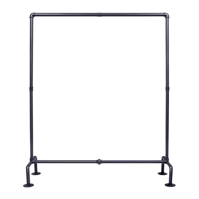 Factory Custom Wholesale Single Pole Drop Belt Wheel Rolling With Brake Industrial Pipe Clothing Rack Black Drying Rack