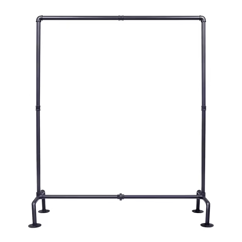 Factory Custom Wholesale Single Pole Drop Belt Wheel Rolling With Brake Industrial Pipe Clothing Rack Black Drying Rack