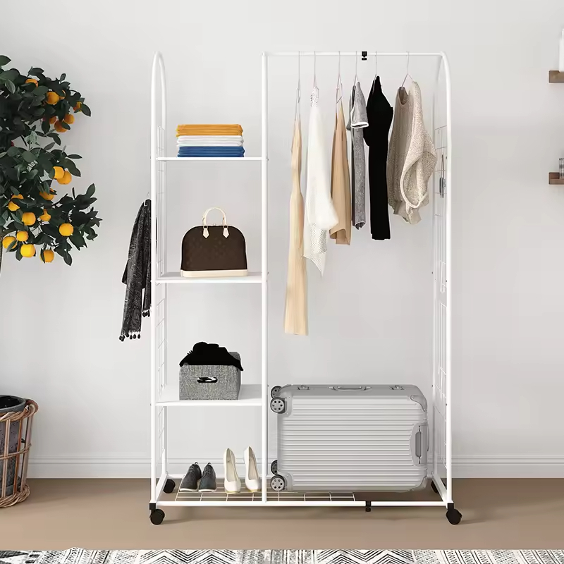 Custom Clothes Storage Hanger Rack Luggage Storage Rack Gold and White Coat Hangers Bedroom Floor Drying Rack