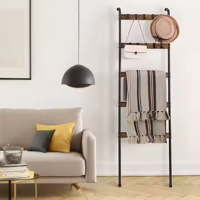 Factory Wholesale 5-Tier Foldable Wooden Ladder Shelf for Magazine Storage Flower Display Decorative Storage Wardrobes Bathrooms