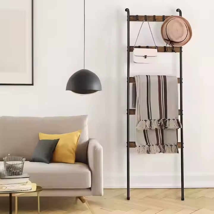 Factory Wholesale 5-Tier Foldable Wooden Ladder Shelf for Magazine Storage Flower Display Decorative Storage Wardrobes Bathrooms