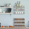 2 Pack 3-Tier Counter-Top Spice Rack Organizer Wall Mounted Storage Rack Hanging Shelf Spice Racks