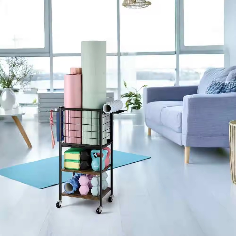 Dumbbell Rack Weight Rack Home Gym Storage for Yoga Mat and Balls