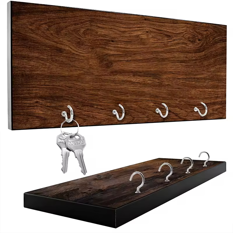 Custom Modern Rectangle Plated Live Edge Hardwood Shelves Bathroom Kitchen Rack with Bracket Long Book Floating Shelf