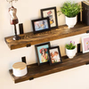 Custom Modern Rectangle Plated Live Edge Hardwood Shelves Bathroom Kitchen Rack with Bracket Long Book Floating Shelf
