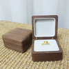 Hot Selling Wooden Box Packaging Single Double Ring with Black Velvet Inside Collection Walnut Wooden Ring Box for Engagement