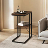 Modern C-Shaped End Table with Metal Base Space-Saving Side Nightstand for Sofa & Bed in Small Home Furniture