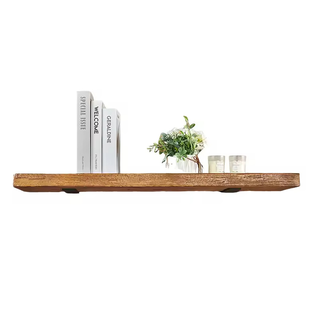 Modern Wooden Rectangle Shelves 15cm Depth with Metal Wall Brackets Functional Stylish Home Organization Solution 