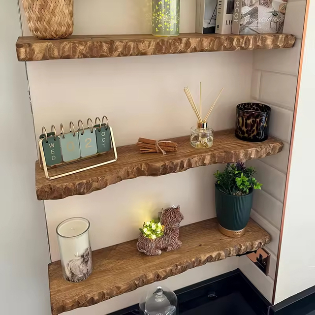 Custom Modern Plated Hardwood Shelves Bathroom Kitchen Rack with Bracket Long Book Floating Shelf 