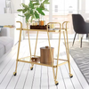 Modern Hotel Trolley Indoor/Outdoor Gold Folding Metal Rolling Multifunction Serving Bar Cart for Kitchen Living Room & Bathroom
