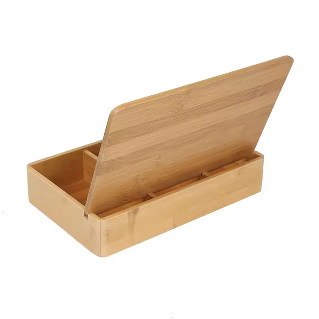 Customized Bamboo Frame Modern Space-Saving Vanity Mirror Lighted Makeup Beauty Mirror 3 Color Dimmable Touch Screen LED Table