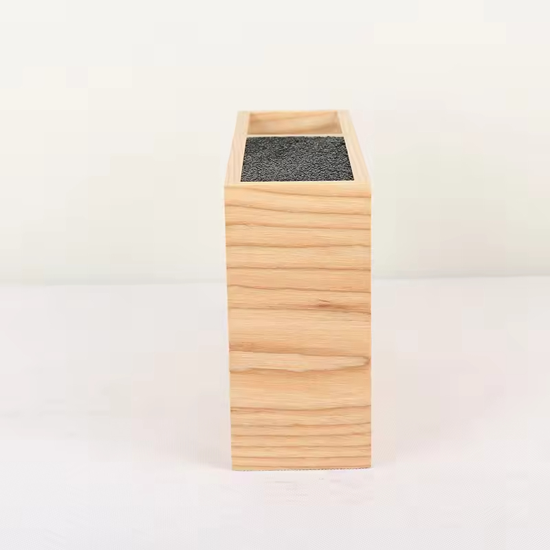 Bamboo Wooden Knife Holder with Blocks & Roll Bags-Modern Home Decor Durable & Space-Saving
