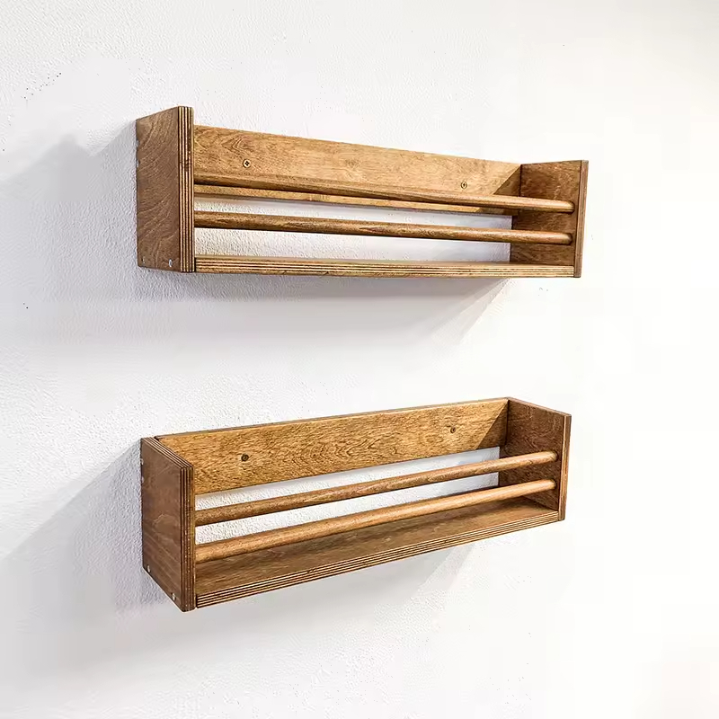 Custom Modern Rectangle Live Edge Hardwood Shelves Bathroom Kitchen Rack with Bracket Long Book Floating Shelf Huina Brand