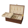 Double 2 Layer Wooden Walnut Wood Drawer Sliding Jewellery Boxes Storage Jewelry Cases Organizer