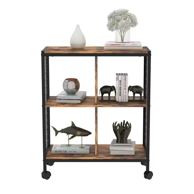 Custom Two-Tier Metal Wooden Kitchen Storage Rack Living Room Display Coffee Bar Storage Cabinet for Kitchen Islands & Carts