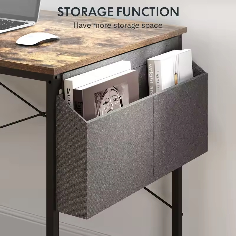 Factory ODM&OEM Brown Rectangular Wood End Table Computer Desk Workstation Plus Bag Industrial Nightstand Bedside Table