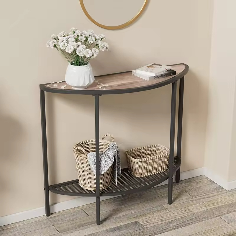 Factory Customizable 2-Tier Narrow Console Table with Storage for Entryway Half Moon Sofa & Couch Bookcases & Bookshelves
